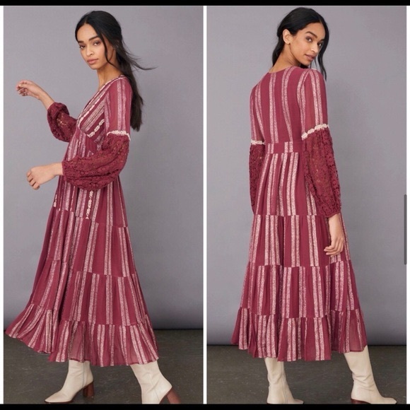 Verb for Anthropologie Blaise Embroidered Lace Maxi - Picture 3 of 8